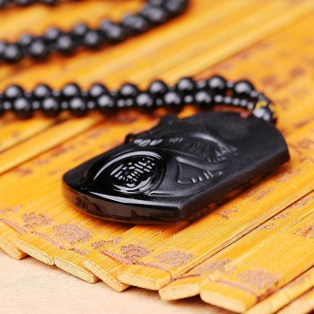 Black crystal necklace Necklace Natural Stone Pendant Buddha Guardian Ball Chain Lucky Gift Crystal Carved Women Jewelry Men 3A