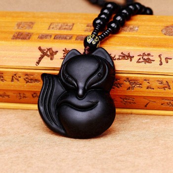 Black crystal necklace Necklace Natural Stone Pendant Buddha Guardian Ball Chain Lucky Gift Crystal Carved Women Jewelry Men 3A