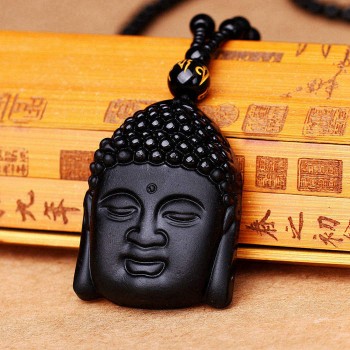 Black crystal necklace Necklace Natural Stone Pendant Buddha Guardian Ball Chain Lucky Gift Crystal Carved Women Jewelry Men 3A