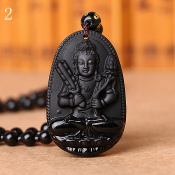 Black crystal necklace Necklace Natural Stone Pendant Buddha Guardian Ball Chain Lucky Gift Crystal Carved Women Jewelry Men 3A