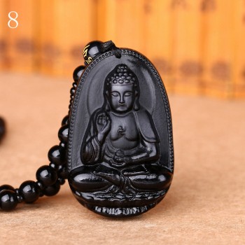 Black crystal necklace Necklace Natural Stone Pendant Buddha Guardian Ball Chain Lucky Gift Crystal Carved Women Jewelry Men 3A
