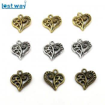 20/40pcs Mixed Antique Silver Gold Love Heart Beads Charm Metal Charms Words Diy Floating Charm Pendant Jewelry Making