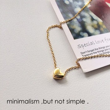 e-Manco Heart 925 Sterling Silver Choker Necklace Gold-plated Simple and Romantic Fine Jewelry Valentines Gift for Women