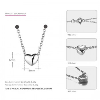 e-Manco Heart 925 Sterling Silver Choker Necklace Gold-plated Simple and Romantic Fine Jewelry Valentines Gift for Women