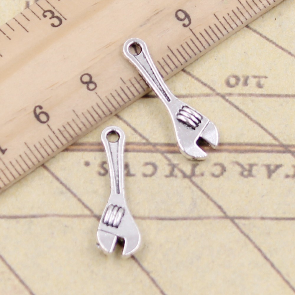 10pcs Charms spanner wrench tool 24*7mm Tibetan Silver Plated Pendants Antique Jewelry Making DIY Handmade Craft