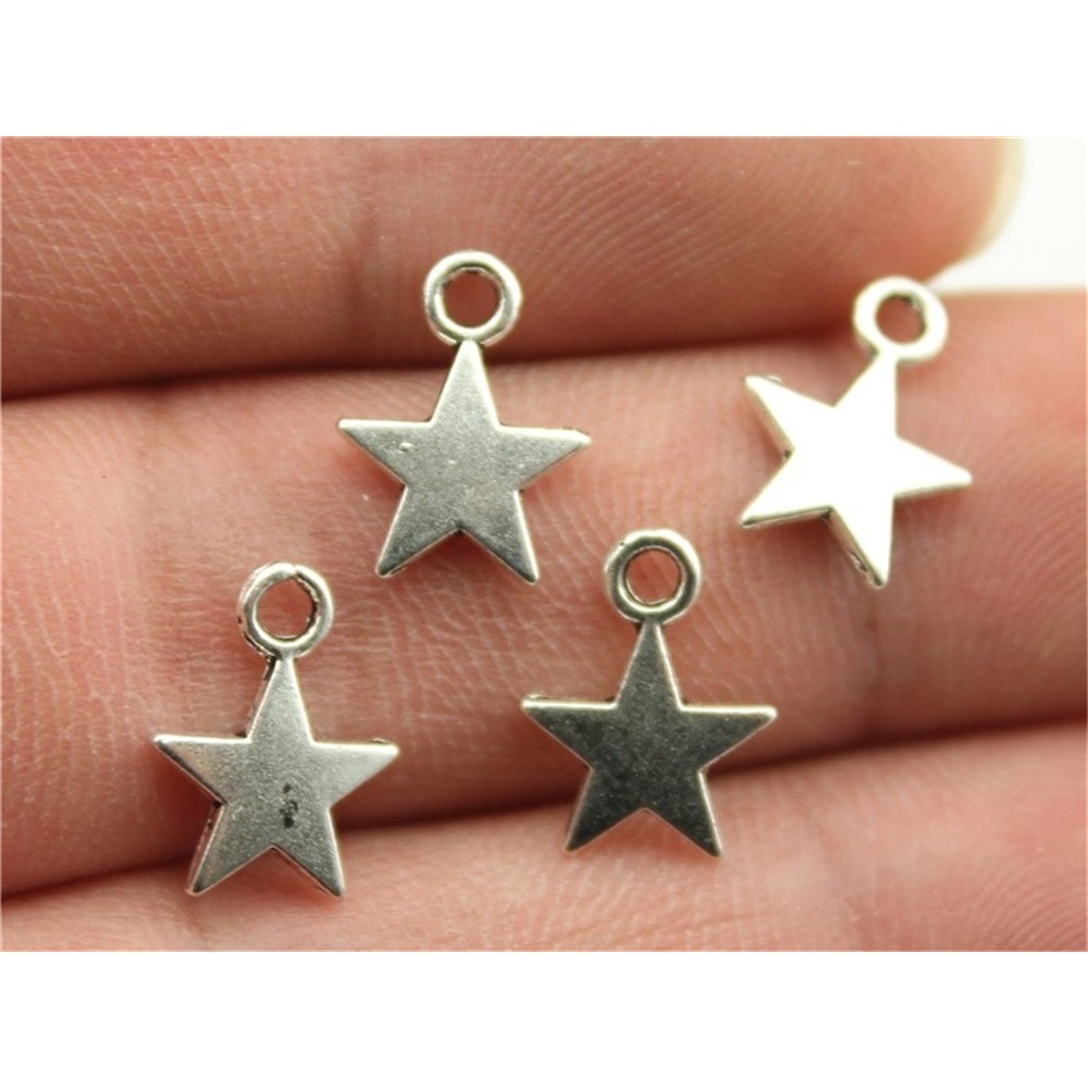WYSIWYG 40pcs 11x8mm 3 Colors Antique Gold, Antique Silver, Antique Bronze Tiny Star Charm Star Pendant Lot For Jewelry Making