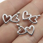 WYSIWYG 20pcs 18x16mm Double Hearts Hollow Charms Double Hollow Heart Charms Double Hearts Charms