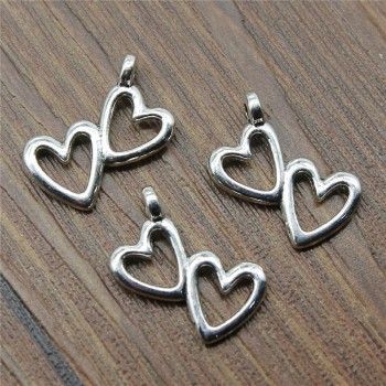 WYSIWYG 20pcs 18x16mm Double Hearts Hollow Charms Double Hollow Heart Charms Double Hearts Charms