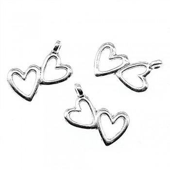 WYSIWYG 20pcs 18x16mm Double Hearts Hollow Charms Double Hollow Heart Charms Double Hearts Charms