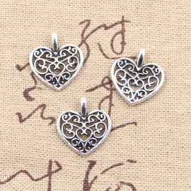 12pcs Charms hollow lovely heart 16*14mm Antique Making pendant fit,Vintage Tibetan Silver,DIY bracelet necklace