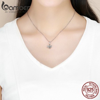 BAMOER 925 Sterling Silver Crystal Bee Luminous CZ Crystal Charm fit Women Charm Bracelets DIY Jewelry Girlfriend Gift SCC821