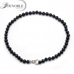 Real natural freshwater round black pearl necklace,trendy anniversary birthday gift choker pearl necklace women