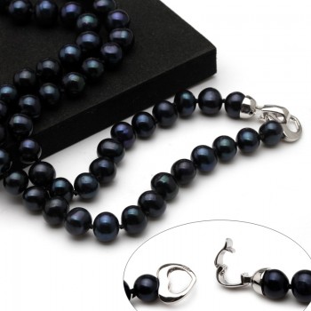 Real natural freshwater round black pearl necklace,trendy anniversary birthday gift choker pearl necklace women