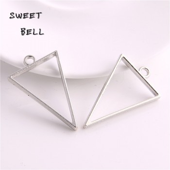 20pcs 25*39mm Alloy jewelry setting accessories triangle charms Hollow glue blank pendant tray bezel charms DIY Handmade D6094-1