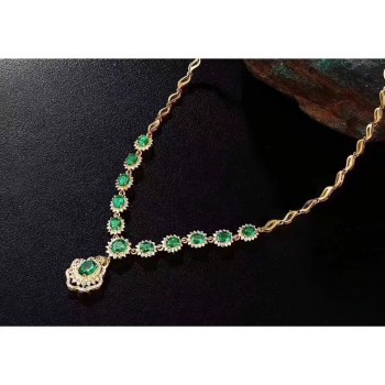 Natural green emerald Elegant Diana round Sunflower Necklace Natural gemstone Pendant Necklace 925 sliver women party Jewelry