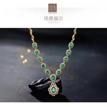 Natural green emerald Elegant Diana round Sunflower Necklace Natural gemstone Pendant Necklace 925 sliver women party Jewelry