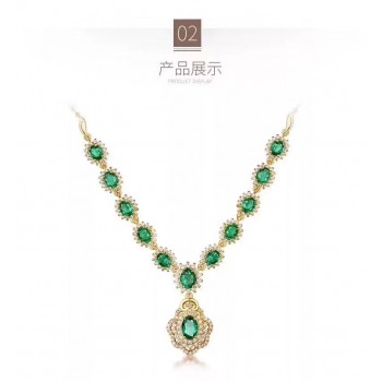 Natural green emerald Elegant Diana round Sunflower Necklace Natural gemstone Pendant Necklace 925 sliver women party Jewelry