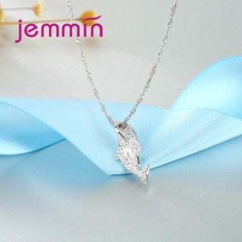 Jemmin New Arrival Lovely Whale White Opal Pendant Necklace 925 Sterling Silver Women Female Necklace Fashion Jewelry