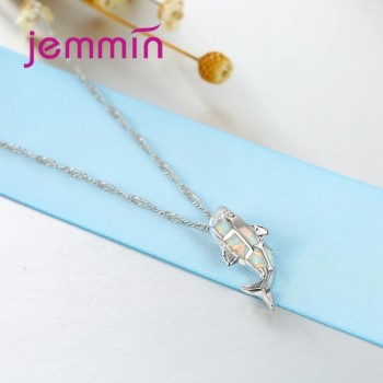Jemmin New Arrival Lovely Whale White Opal Pendant Necklace 925 Sterling Silver Women Female Necklace Fashion Jewelry