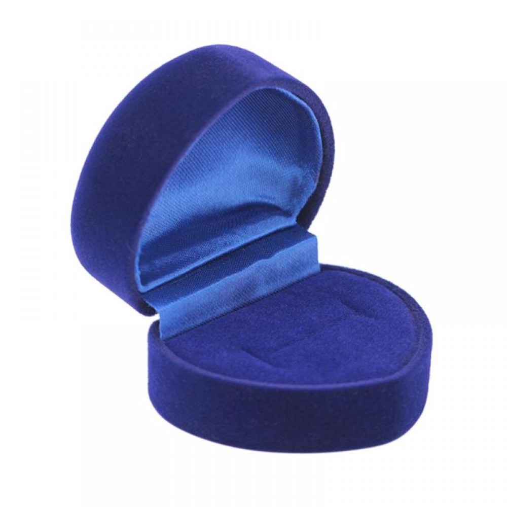 Blue Ring Box Jewelry Display Storage Foldable Case For Wedding Ring Valentines Day Gift Organizer Heart Rings Storaage Case