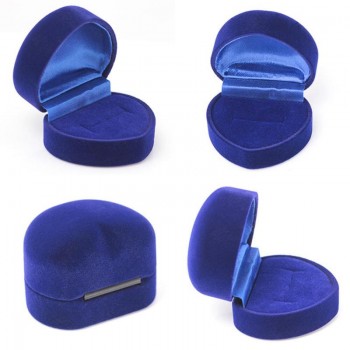 Blue Ring Box Jewelry Display Storage Foldable Case For Wedding Ring Valentines Day Gift Organizer Heart Rings Storaage Case