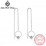 New 100% 925 Sterling Silver Circle amp; Ball Drop Earrings Long Chain Tassel Earrings For Women Girls Trendy Jewelry