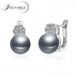 Beautiful 925 silver earrings pearl female,summer trendy bridal real natural white grey black freshwater pearl earrings women