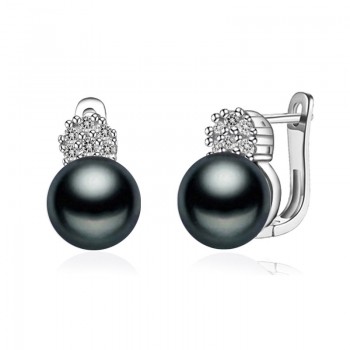 Beautiful 925 silver earrings pearl female,summer trendy bridal real natural white grey black freshwater pearl earrings women