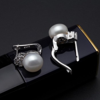 Beautiful 925 silver earrings pearl female,summer trendy bridal real natural white grey black freshwater pearl earrings women