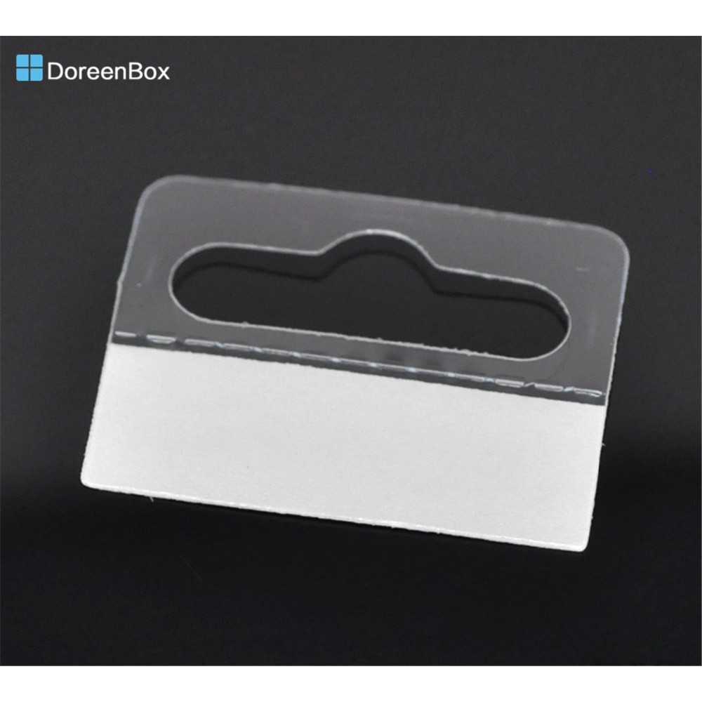 Doreen Box hot-  100PCs Jewelry Hanging Display Cards with Adhesive 4.1cmx3.2cm(1 5/8x1 2/8) (B19651)