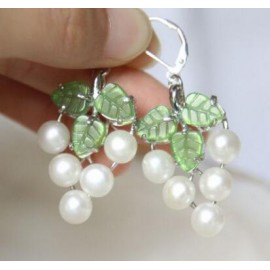 free shipping  gt;gt;gt;gt;noble jewelry Charm Solid 925 Sterling Silver SouthSea 10-11mm  Pearl Dangle Shiny Zircon   Earrings
