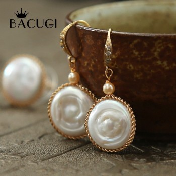 2019 New Natural Stone Fresh Water Baroque Pearl Dangle Earring Drop Earrings For Women Jewellery Femme