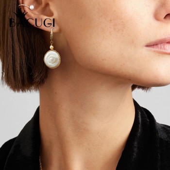 2019 New Natural Stone Fresh Water Baroque Pearl Dangle Earring Drop Earrings For Women Jewellery Femme