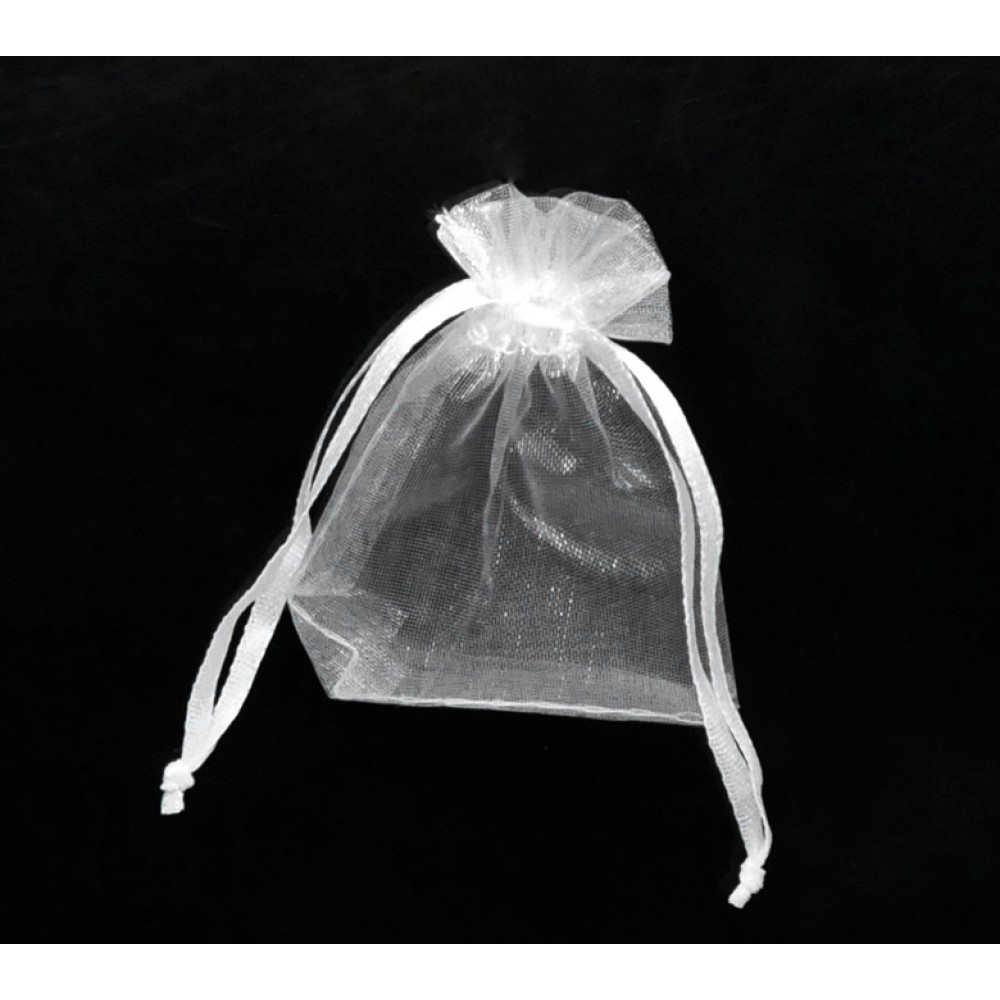 DoreenBeads Organza Jewelry Bags Drawable Rectangle White Fabric Pouches For Gifts 7cm x5cm(2 6/8 x2), 5 PCs New