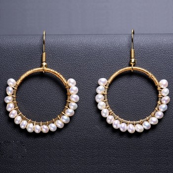 DAIMI Handmade Hoop Trendy Jewelry  Handmade Earrings Cultured Freshwater Pearl Earrings Best Gift For Women