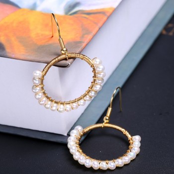 DAIMI Handmade Hoop Trendy Jewelry  Handmade Earrings Cultured Freshwater Pearl Earrings Best Gift For Women