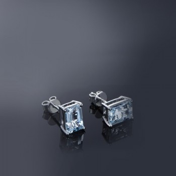 AINUOSHI Mini Natural Blue Topaz Stud Earring 3x5mm Gem Emerald Cut 925 Sterling silver Earrings Trendy Gift for Womans Jewelry