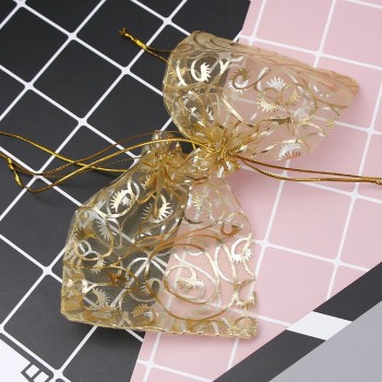 100Pcs/Bag High Quality Fashion Organza Bags 9x12cm Nice Jewelry Packaging Bags Wedding Christmas Gift Pouches Bag