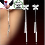 OMHXZJ WHOLESALE Fashion jewelry swing Retro tassel 925 sterling silver Butterfly love beautiful girl long Earrings YS99