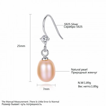 PAGamp;MAG Hot Sale Charming 925 Sterling Silver Geometric CZ Paved Freshwater Pearl Drop Earring For Women Classic Party Gift