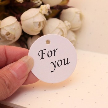 Kraft Round Paper Packaging Labels 3.5x3.5cm 100pcs/lot Print Handmade With Love good for Party Gifts Decoration DIY scallop Tag