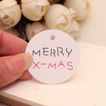 Kraft Round Paper Packaging Labels 3.5x3.5cm 100pcs/lot Print Handmade With Love good for Party Gifts Decoration DIY scallop Tag