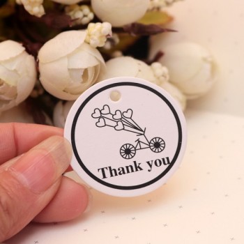 Kraft Round Paper Packaging Labels 3.5x3.5cm 100pcs/lot Print Handmade With Love good for Party Gifts Decoration DIY scallop Tag