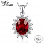 JewelryPalace 3ct Oval Princess Kate Diana Natural Red Garnet Pendant Pure 925 Sterling Silver Jewelry For Women Without a Chain