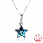Genuine 925 sterling silver necklace women Crystal from Swarovsk Elements Star sterling silver Cable chain Prom pendant necklace