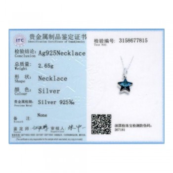 Genuine 925 sterling silver necklace women Crystal from Swarovsk Elements Star sterling silver Cable chain Prom pendant necklace