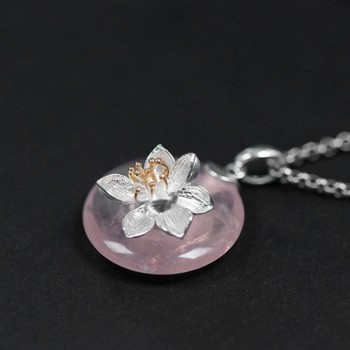 Lotus Fun Real 925 Sterling Silver Natural Pink Stone Handmade Design Fine Jewelry Lotus Whispers Pendant without Necklace