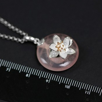 Lotus Fun Real 925 Sterling Silver Natural Pink Stone Handmade Design Fine Jewelry Lotus Whispers Pendant without Necklace