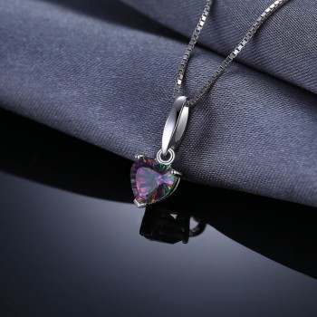 Jewelrypalace Heart Genuine Mystic Fire Rainbow Topaz Pendant Fine Jewelry Pure Solid 925 Sterling Silver Not include a Chain