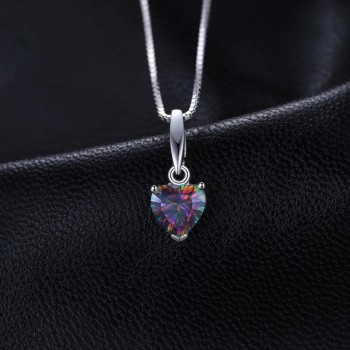 Jewelrypalace Heart Genuine Mystic Fire Rainbow Topaz Pendant Fine Jewelry Pure Solid 925 Sterling Silver Not include a Chain